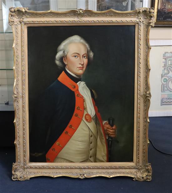 French School Portrait of an 18th century army officer 35 x 27in.